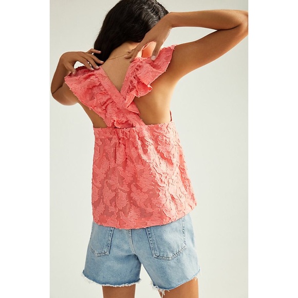 NWT ANTHROPOLOGIE AMBER RUFFLED TANK IN PINK - Picture 5 of 8